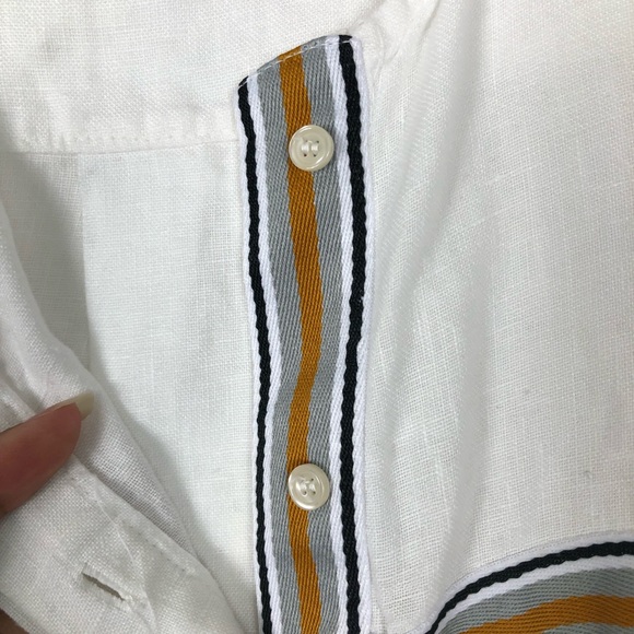 Zara linen ruffle peplum layers Boho Blouse 3/4 sleeves Hidden Buttons up SZ XS - Picture 5 of 9